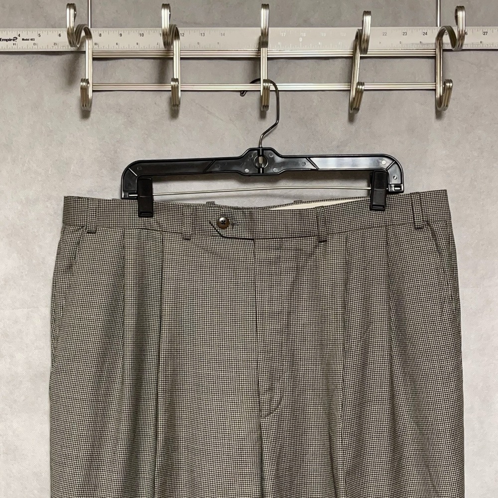 VTG Polo University Club Pants Men 38x32 Houndstooth Cashmere Super 120 Pleated